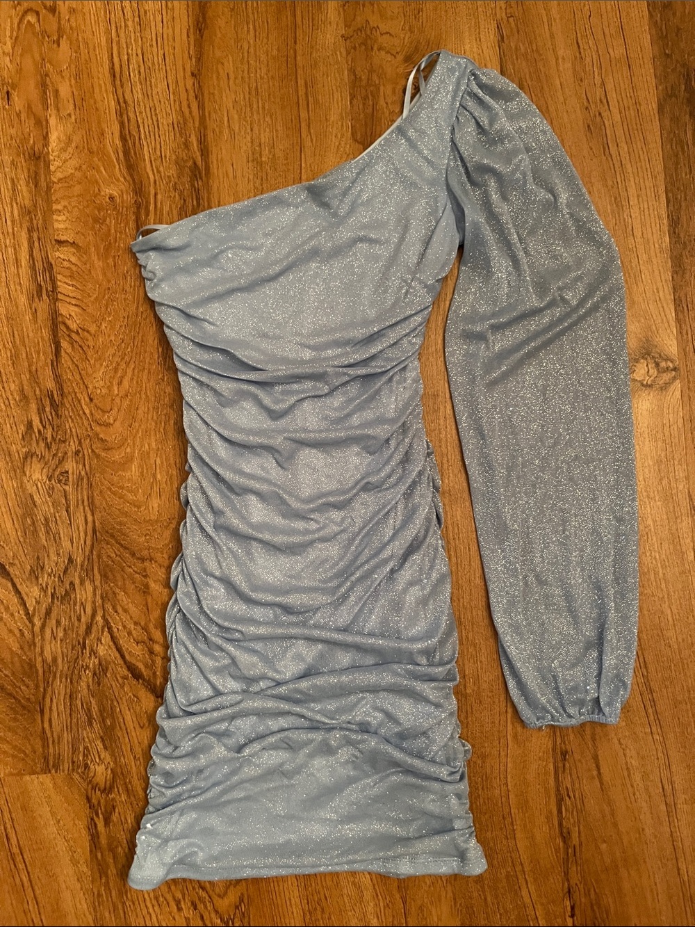 Jump Apparel One Shoulder Glitter Mini Dress - Picture 2 of 5